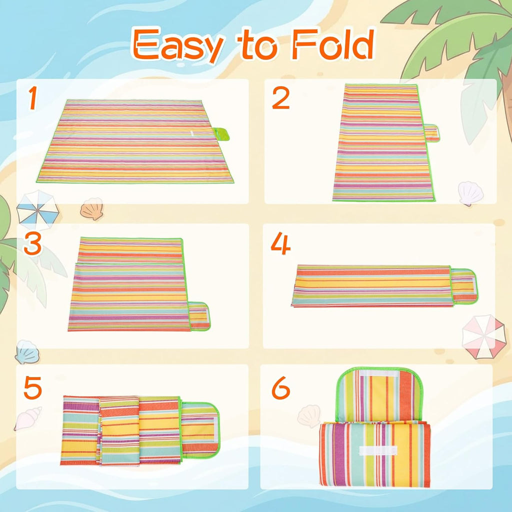 Shellwei 6 Pcs Picnic Blankets Waterproof Sandproof, 80 x 60 Inch