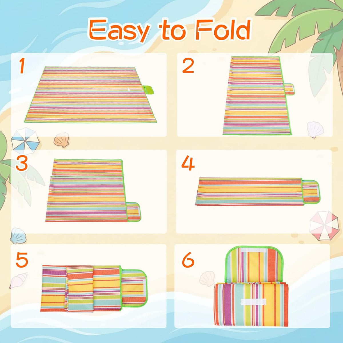 Shellwei 6 Pcs Picnic Blankets Waterproof Sandproof, 80 x 60 Inch