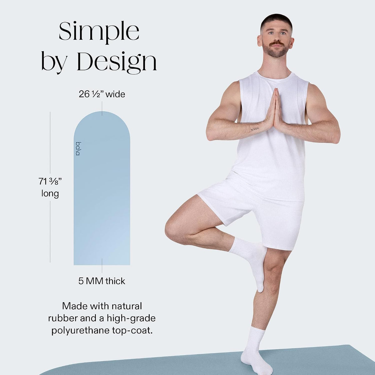 Bala Yoga Mat for Home Gym, Non-Slip Exercise Mat for Home Yoga