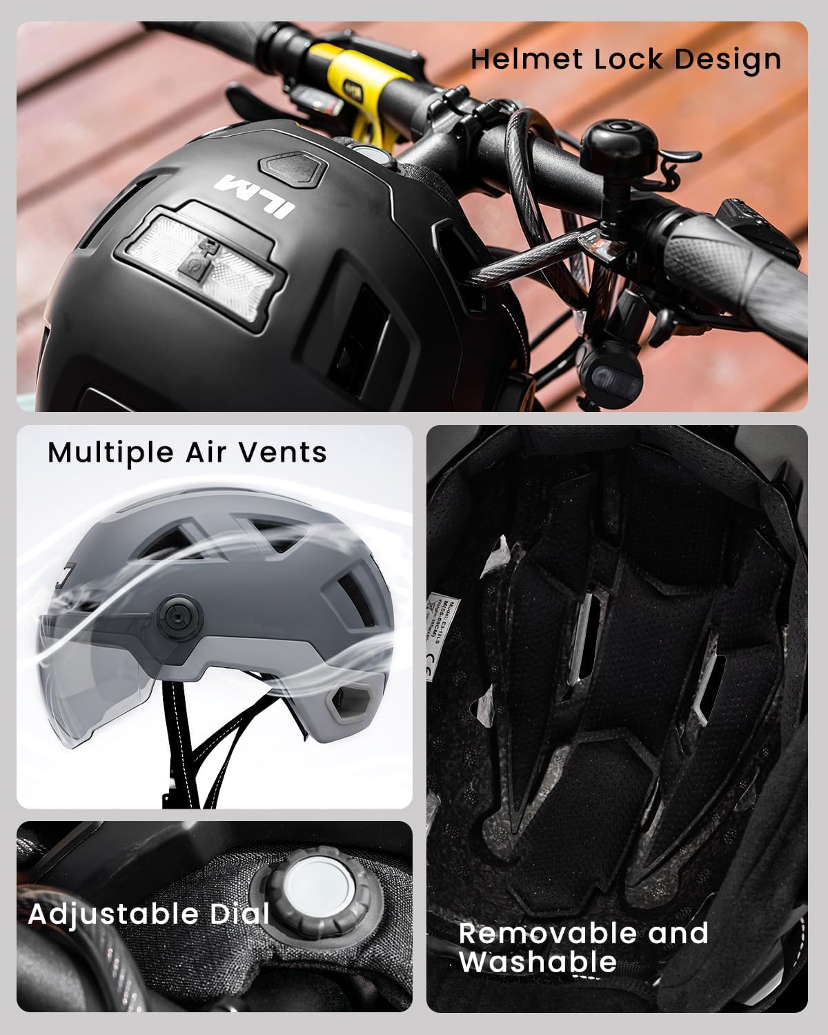 ILM Adult Bike Helmet Road Cycling Electric Bicycle Escooter Ebike E3-12LS