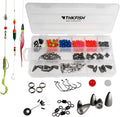 THKFISH Texas and Carolina Fishing Rig Bass Fishing Bullet-Weights for Fishing Sinkers Hooks Rolling Barrel Fishing Swivels Beads Rings Fishing Tackle Kit 35pcs/339pcs/389pcs