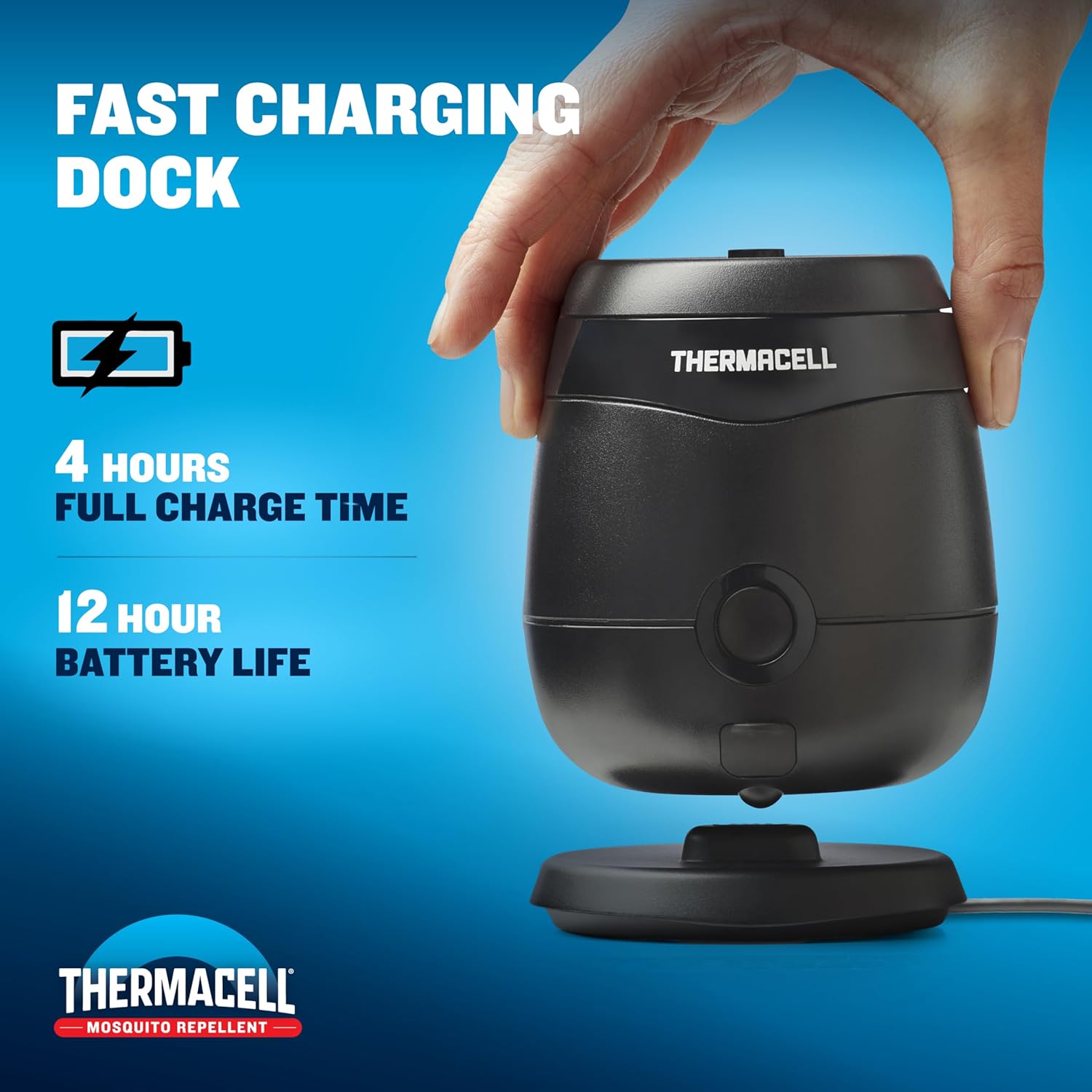 Thermacell E-ZoneGuard Patio Max Mosquito Repellent 12Hr Bat + Chrging Dock
