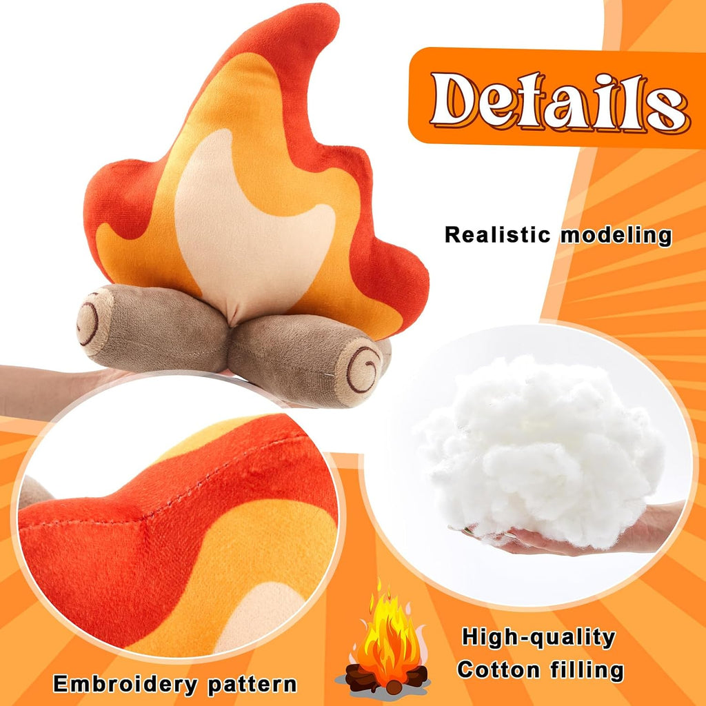 Campfire Plush Toys, Fake Fire Firewood Plush Pillow, 1 Pack