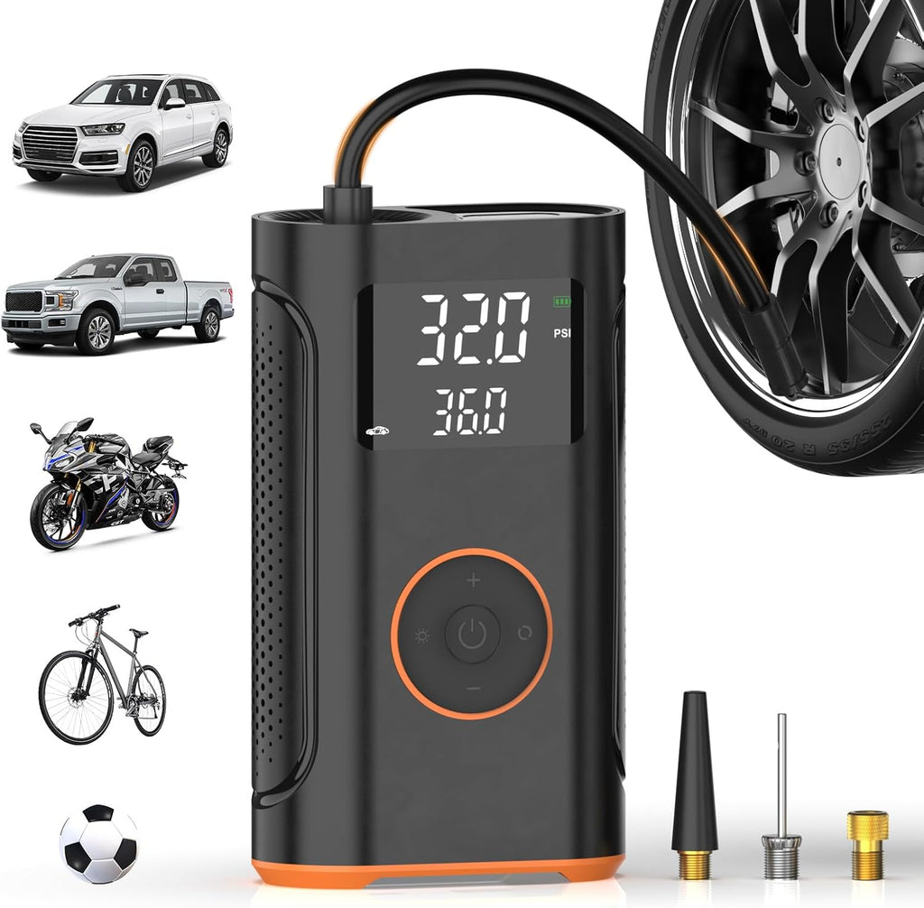 (New Upgrade) ZSX Tire Inflator Portable Air Compressor-160 PSI Air Pump with Memory Function, Electric Bike Pump with Tire Pressure Gauge, Tire Inflator for Car, Gifts for Men Husband Father