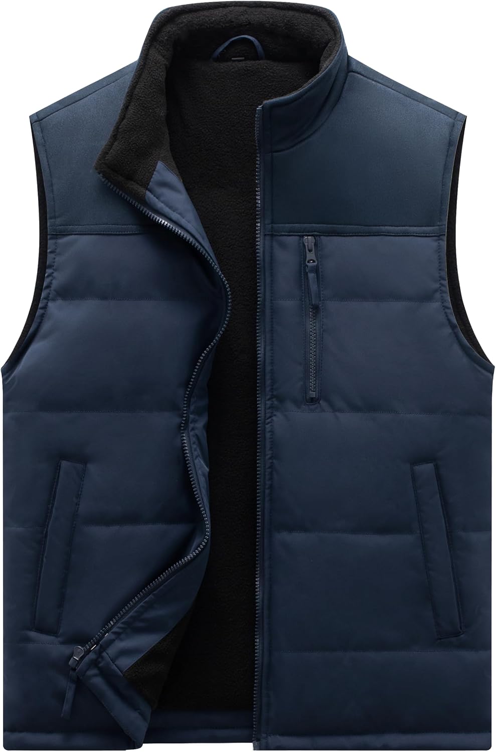 VtuAOL Men's Casual Fleece Lined Vest Outdoor Lightweight Vest Sleeveless Jacket for Travel Hiking