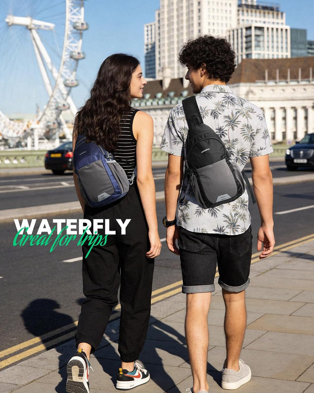 WATERFLY Packable Sling Bag RFID Travel Crossbody Backpack for Women Men