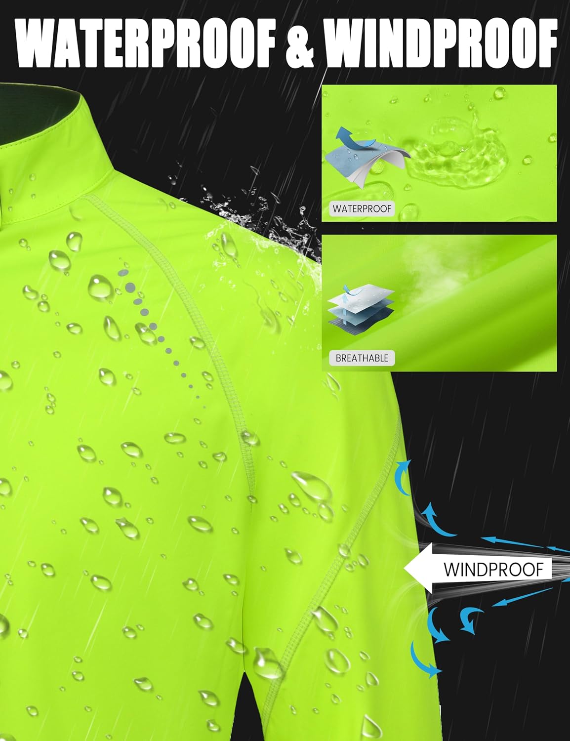 Little Donkey Andy Men's Cycling Jacket Long Sleeve Windproof Lightweight Jacket with Zipper Pocket for Running Biking
