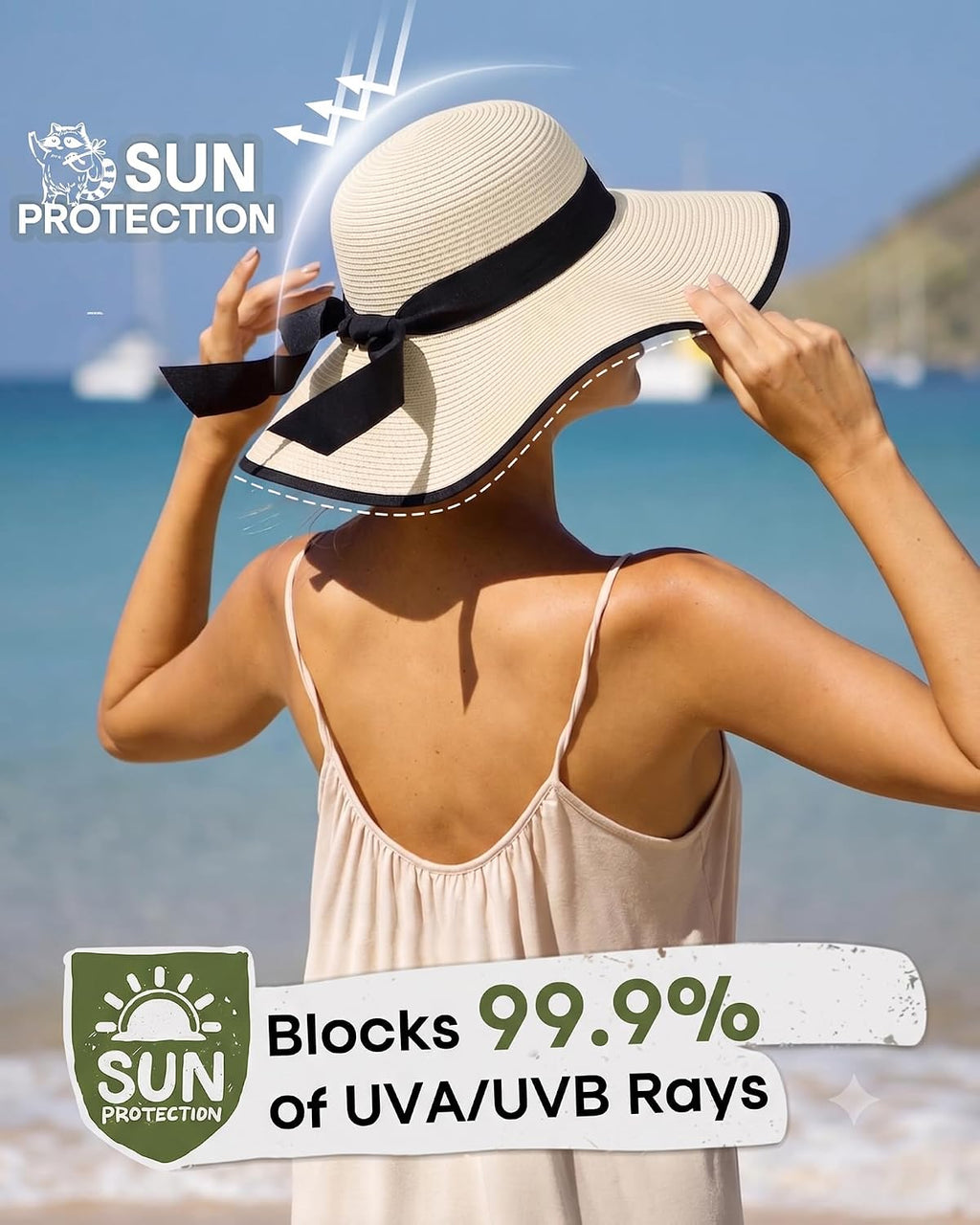 FURTALK Womens Sun Straw Hat Wide Brim Floppy Summer Beach Hats for Women