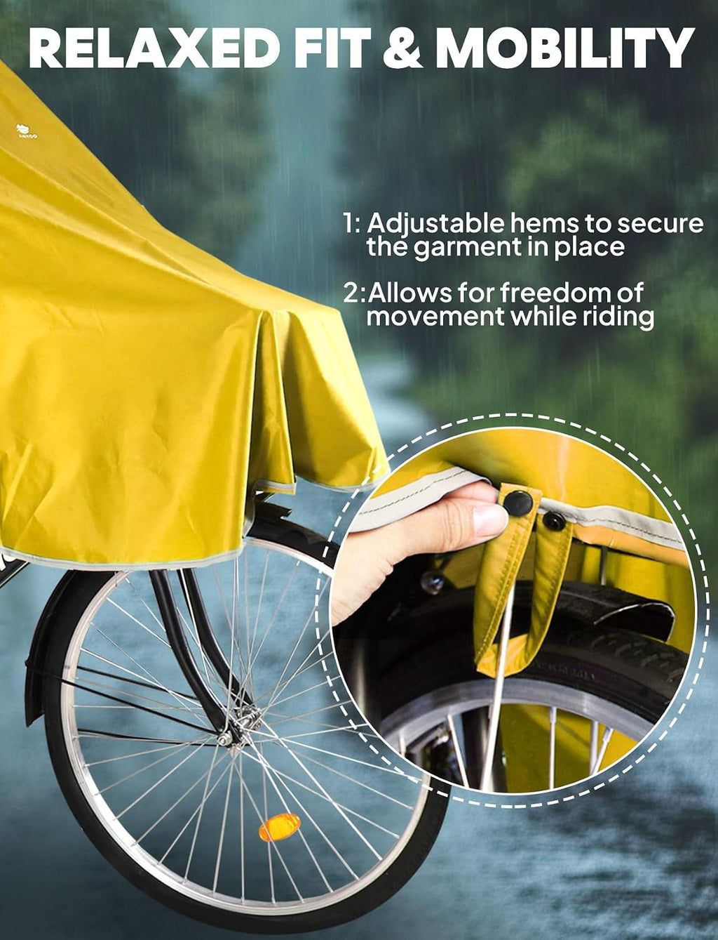 ANYOO Waterproof Rain Poncho Bike Bicycle Rain Capes Lightweight for Adults