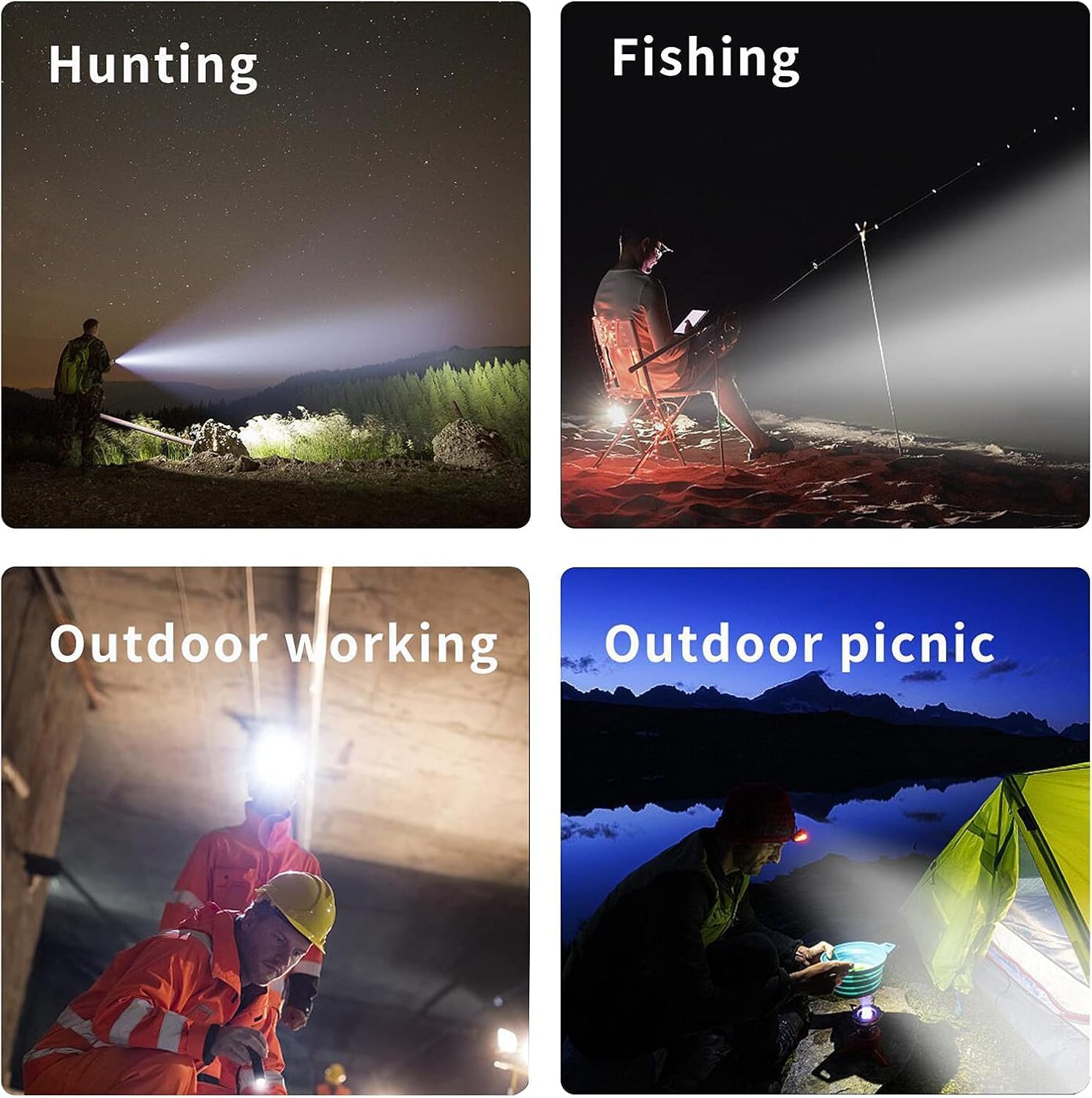 Led Bright Headlamp USB C Rechargeable Head Lamp with Battery Powered for Adult- Adjustable Motion Sensor Headlamps Flashlight Waterproof Searchlight for Hunting,Fishing