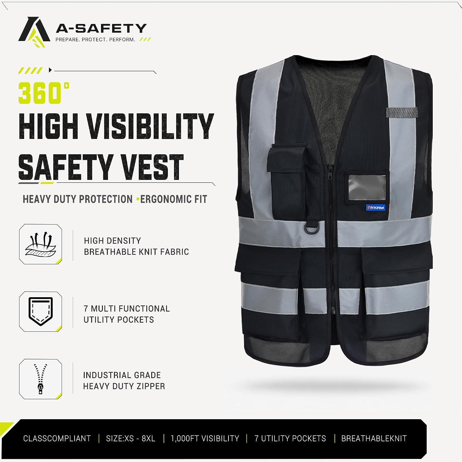 A-SAFETY High Visibility Reflective Safety Vest Customize Logo (XS-8XL)
