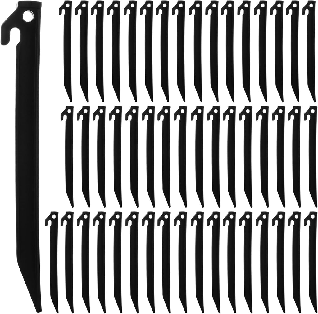 WOPPLXY 50 Pcs Plastic Tent Stakes 9 Inch Heavy Duty Tent Pegs Spike Hook Stakes Light Safe Tent Stakes, Plastic Inflatable Stakes for Halloween Christmas Garden Decorations Camping Outdoor Lawn Tarp