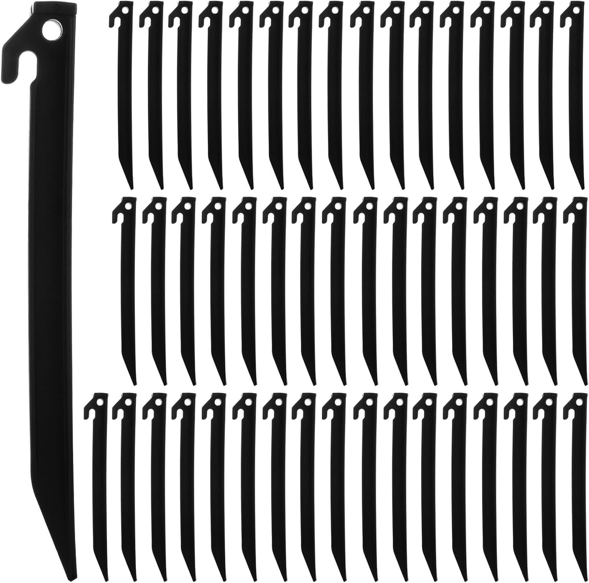 WOPPLXY 50 Pcs Plastic Tent Stakes 9 Inch Heavy Duty Tent Pegs Spike Hook Stakes Light Safe Tent Stakes, Plastic Inflatable Stakes for Halloween Christmas Garden Decorations Camping Outdoor Lawn Tarp