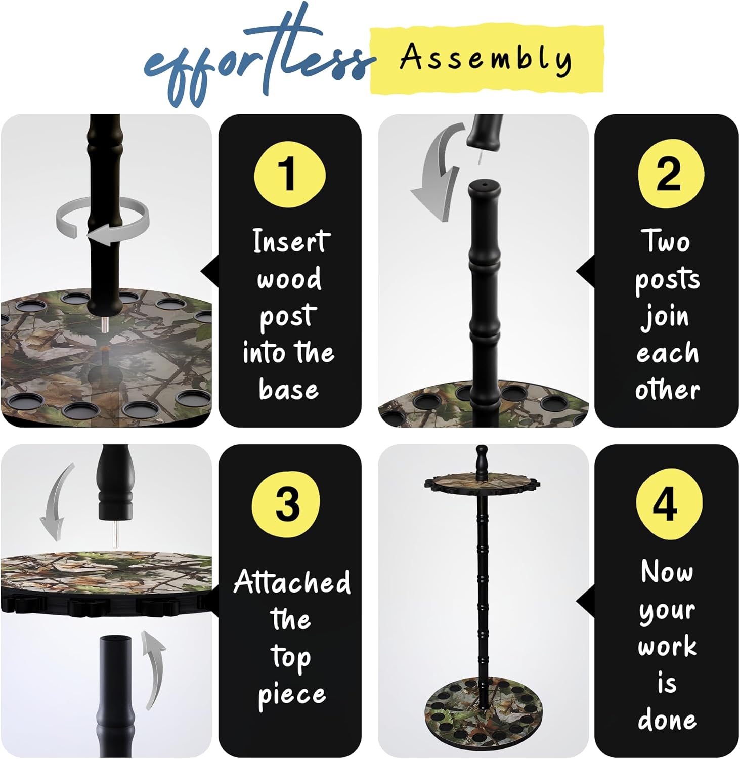 Rush Creek Creations 16-Rod Round Fishing Rod Holder for Garage, 360° Access Fishing Pole Holder for Fishing Rods, Reels, and Gear, Securely Holds 16 Rods, Camouflage