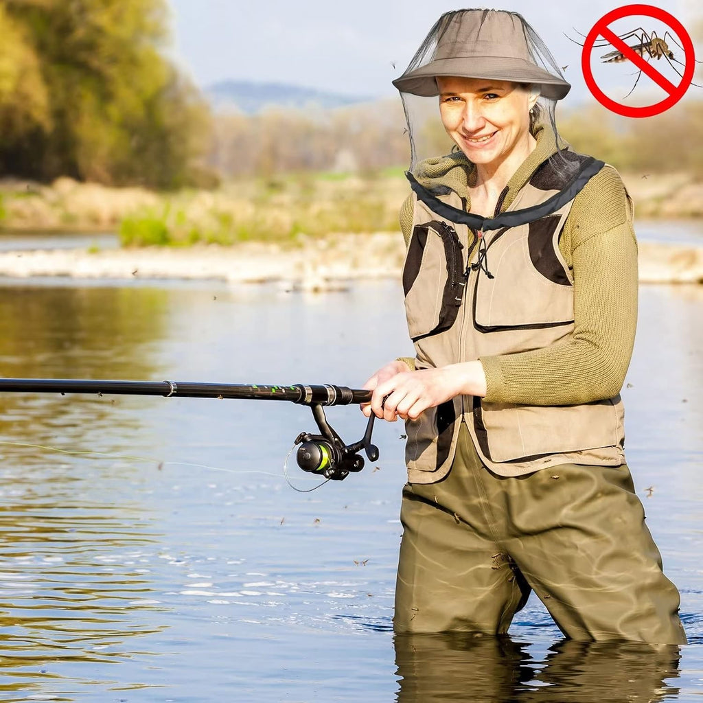 2 Pack Mosquito Head Net Mesh for Hiking & Outdoors,Bug Face Netting over Hat Adults Gnat Fly Insect Midge Protection