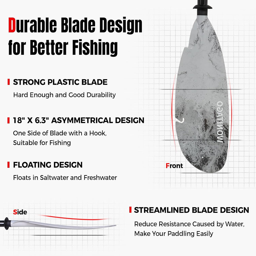 Angler Kayak Paddle, Adjustable Carbon Fiber Fishing Kayak Oar