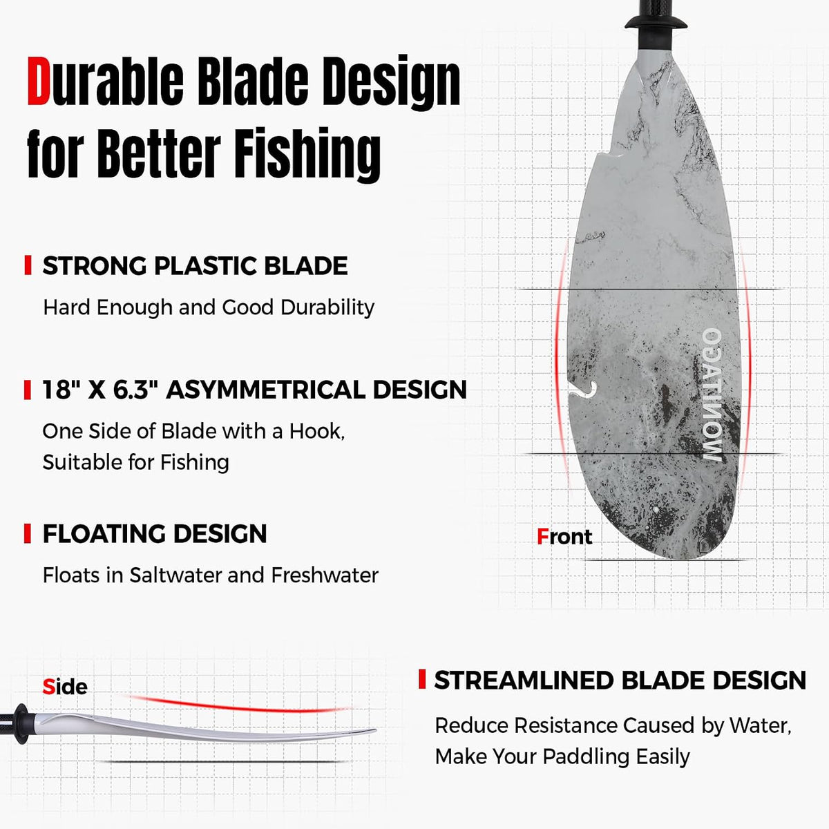 Angler Kayak Paddle, Adjustable Carbon Fiber Fishing Kayak Oar