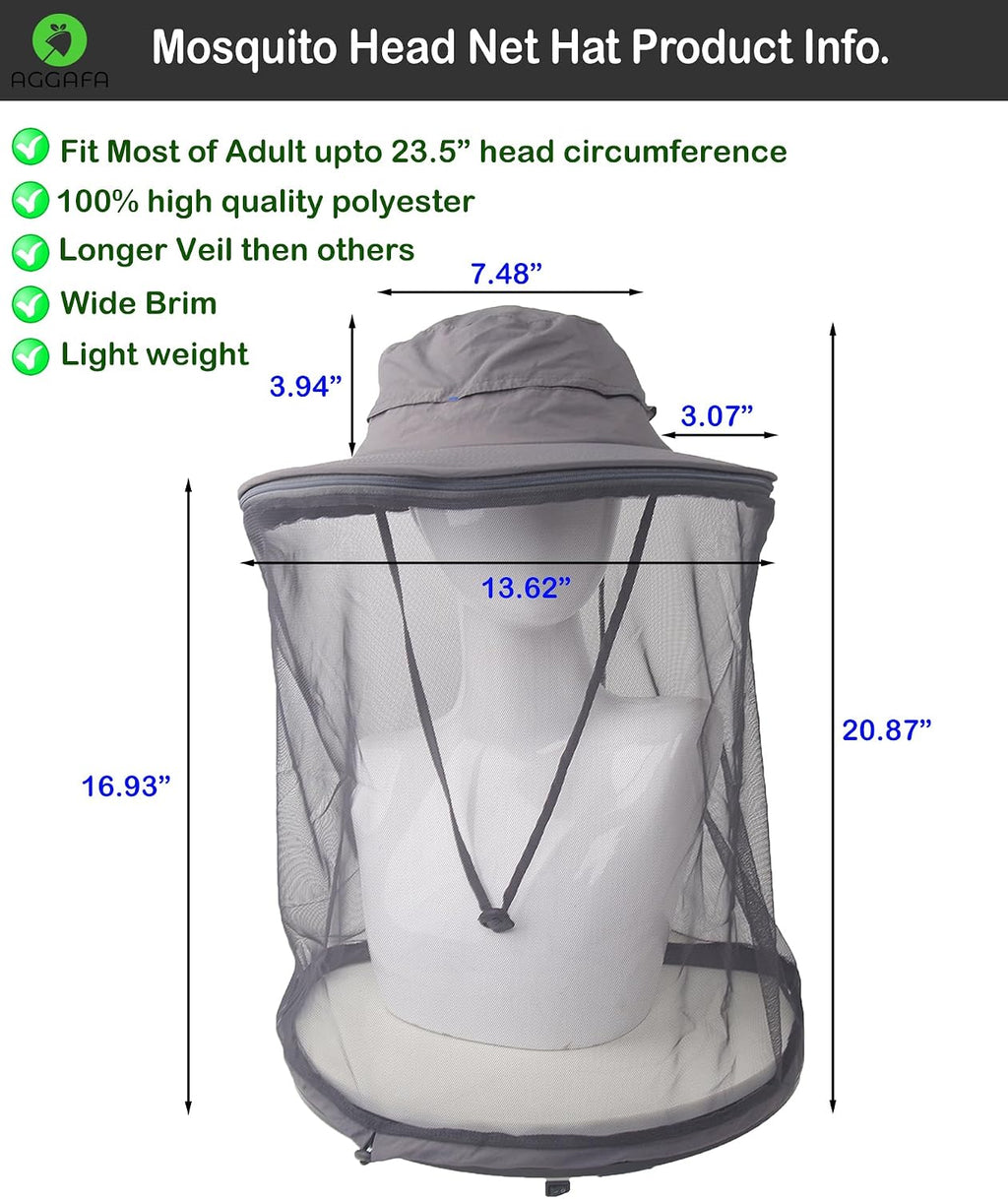 Mosquito Head Net Hat with Fine Mesh for Gardening, Fishing, Camping