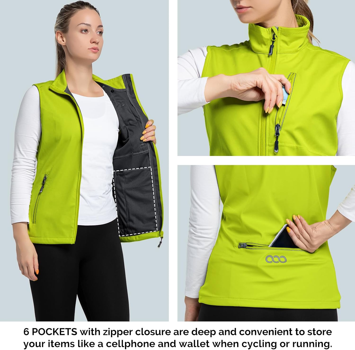33,000ft Women's Lightweight Running Vest with 6 Pockets for Travel Golf