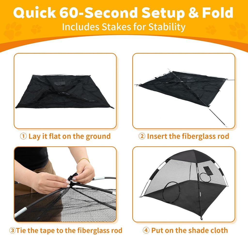 GEERTOP Portable Pet Tent for Cats Outdoor Camping Playpen Sunshade Cat Enclosures for Indoor Kittens Rabbits Guinea Pigs Small Animals Mesh House