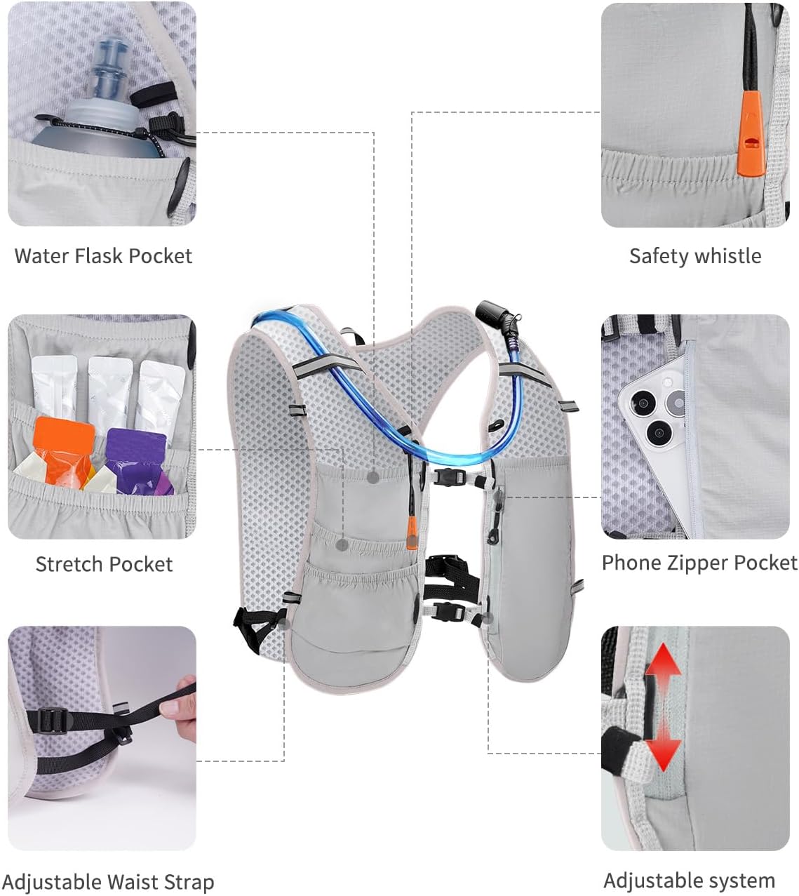 ECOHUB Lightweight Hydration Vest Water Backpack with 2L Water Bladder