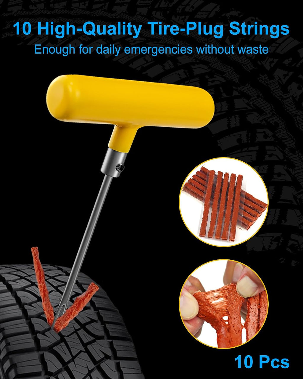 Tire Repair Kit with Plugs, Tire Plug Kit Heavy Duty Professional for Car, ATV, Motorcycle, Truck, Flat Tire Emergency Repair (Boxed Type - 19 PCs)