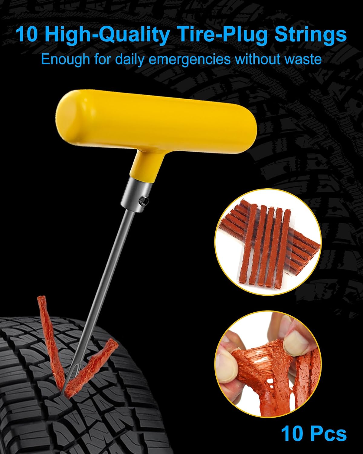 Tire Repair Kit with Plugs, Tire Plug Kit Heavy Duty Professional for Car, ATV, Motorcycle, Truck, Flat Tire Emergency Repair (Boxed Type - 19 PCs)