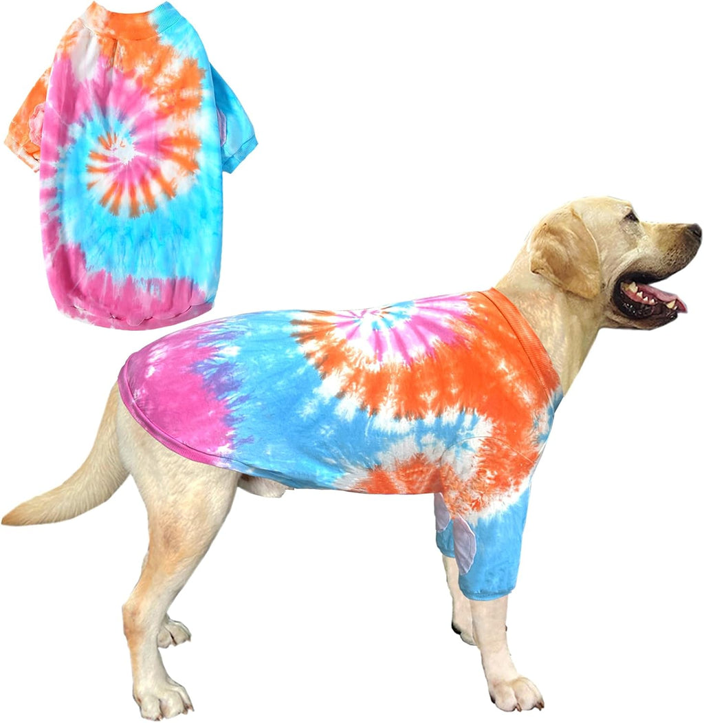 Dog Cotton Colorful Pink Orange T-Shirts Soft and Stretchy Dog Shirt Pajamas Pets Clothes for Extra Large Dogs(3XL PinkOrange)