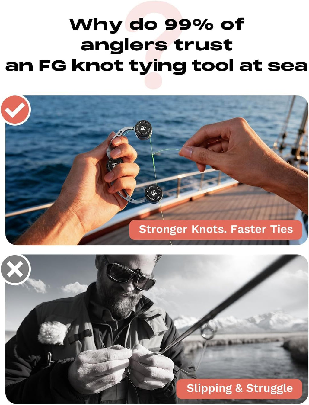 HOOK-EZE FG Knot Tying Tool, GT Knot Assist for Braid to Leader Connection, Adjustable Tension, Fast and Secure FG Knotter, Premium Fishing Gifts for Saltwater Freshwater Anglers Fishermen