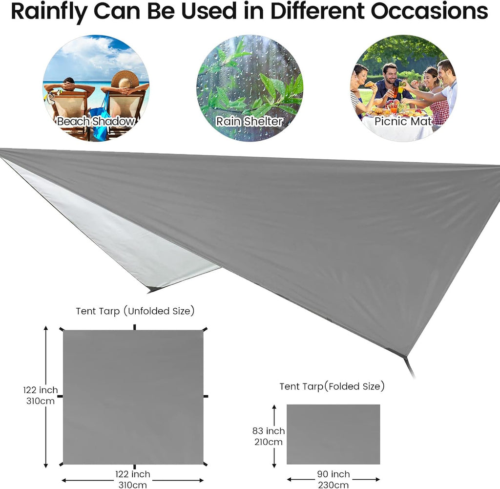 Camping Hammock with Mosquito Net & Rain Fly Tent Tarp & Tree Straps Portable Strong Nylon Hammock Tent w/Storage Bag for Camping Hiking Backyard Outdoor Backpacking Travel
