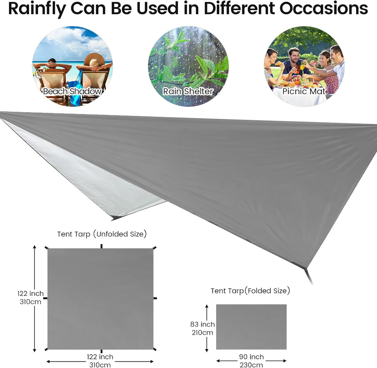 Camping Hammock with Mosquito Net & Rain Fly Tent Tarp & Tree Straps Portable Strong Nylon Hammock Tent w/Storage Bag for Camping Hiking Backyard Outdoor Backpacking Travel