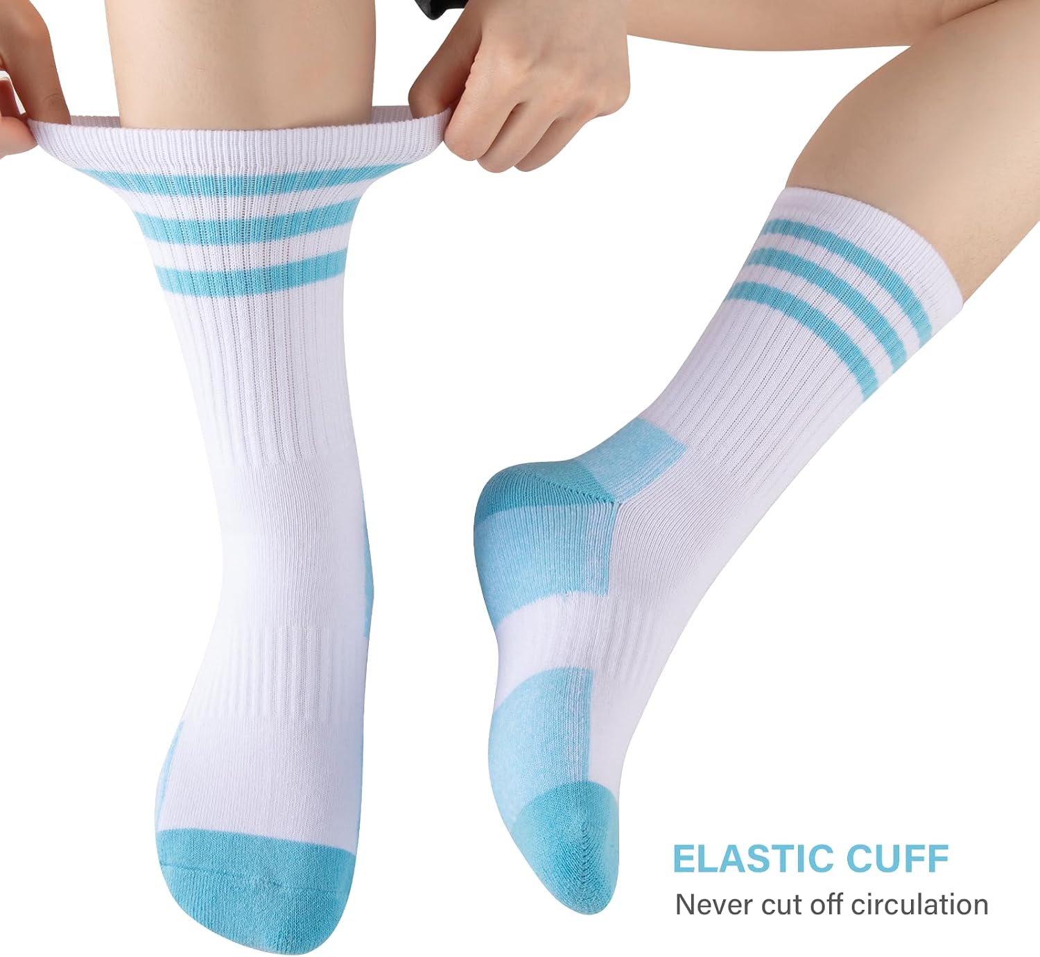 COOPLUS Womens Athletic Crew Socks Cushioned Cotton Wicking Outdoor Recreation Sports Calf Socks 5 Pairs