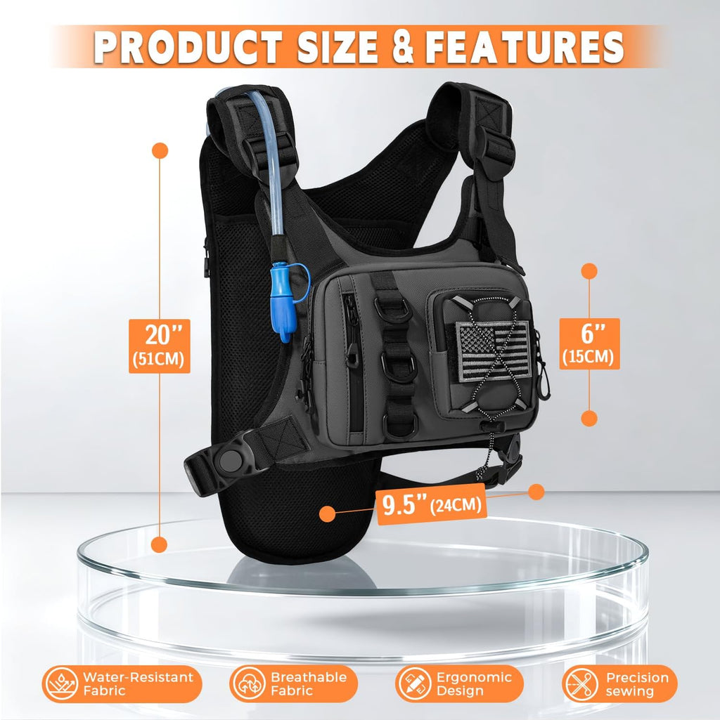 Outdoor Hydration Vest for Running & Hiking, Lightweight Breathable Water Backpack with 2.0L Bladder, Bounce-Free Chest Pack for Marathon, Cycling, Trekking for Men and Women