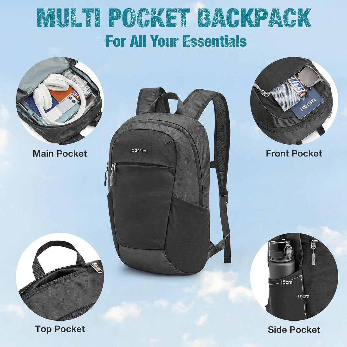 G4Free 18L Lightweight Packable Hiking Backpack for Men Women