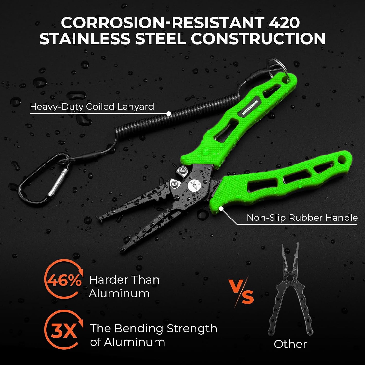 KastKing Cutthroat 7 inch Fishing Pliers, Ice Fishing, Gift for Men