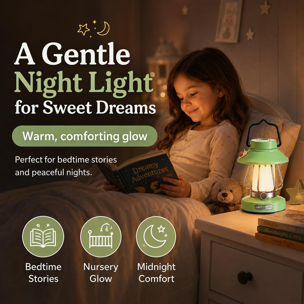 Kids Lantern with 3 Color Dimmable & USB-C Charging,Boys Night Light for Bedroom, Indoor Outdoor Adventures & Emergency Use Toddler Flashlight Camping Essentials for Kids (Green)