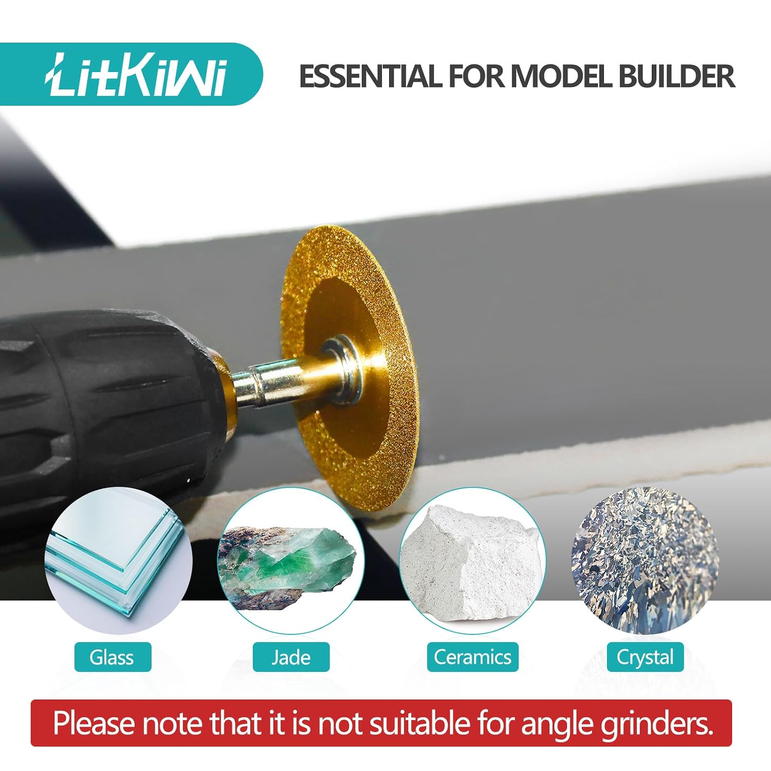 1mm Diamond Cutting Blade Wheel,Cutting Disc with 2 Sizes Round Mandrels