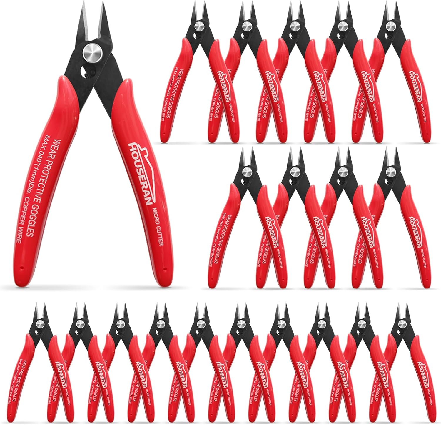 Small Wire Cutters, 10 PACK, 5 Inch, Micro Flush Cutter, Snips