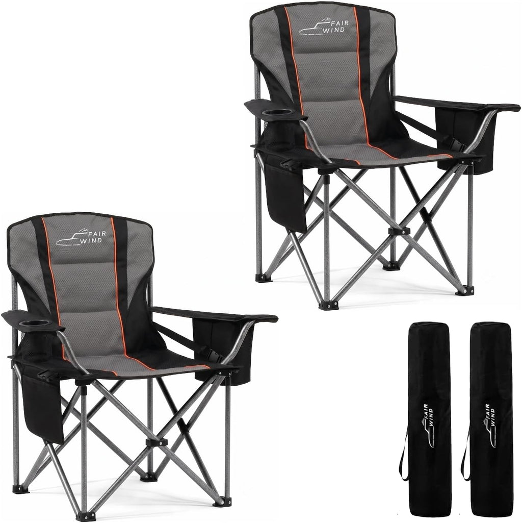 FAIR WIND 2-Pack Padded Oversized Camping Chair Heavy Duty for Adults