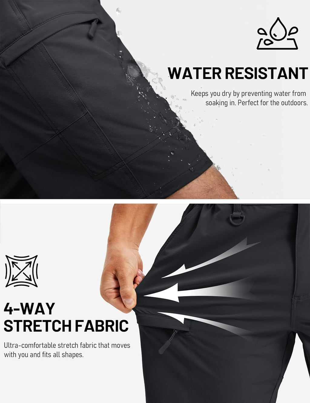 TACVASEN Men's Hiking Cargo Shorts 10 inch Quick Dry Lightweight Waterproof