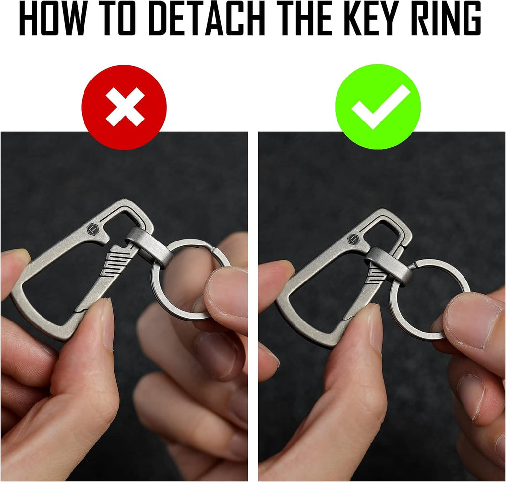 KeyUnity Titanium Carabiner Keychain Clip, Quick Release EDC Key Holder Organizer with Key Ring