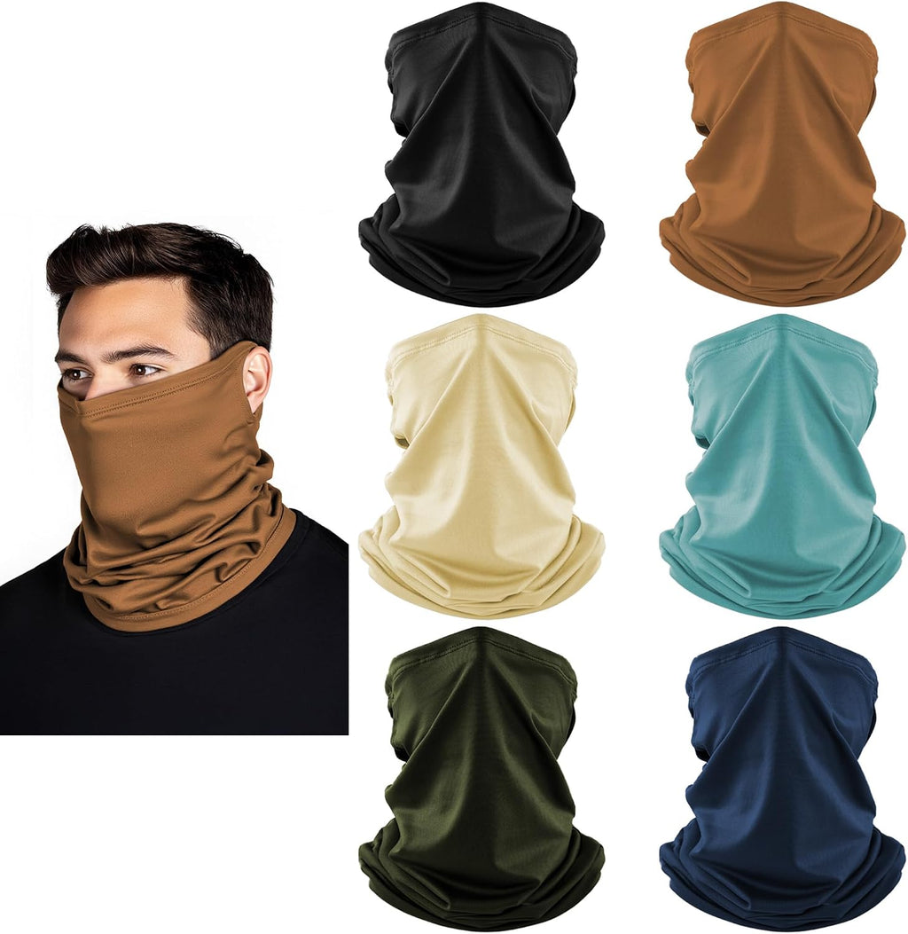 HONGTEYA 6 Pack Summer Neck Gaiter, UV Protection Cooling Face Mask Breathable Bandana Head Scarf Face Cover for Men Women