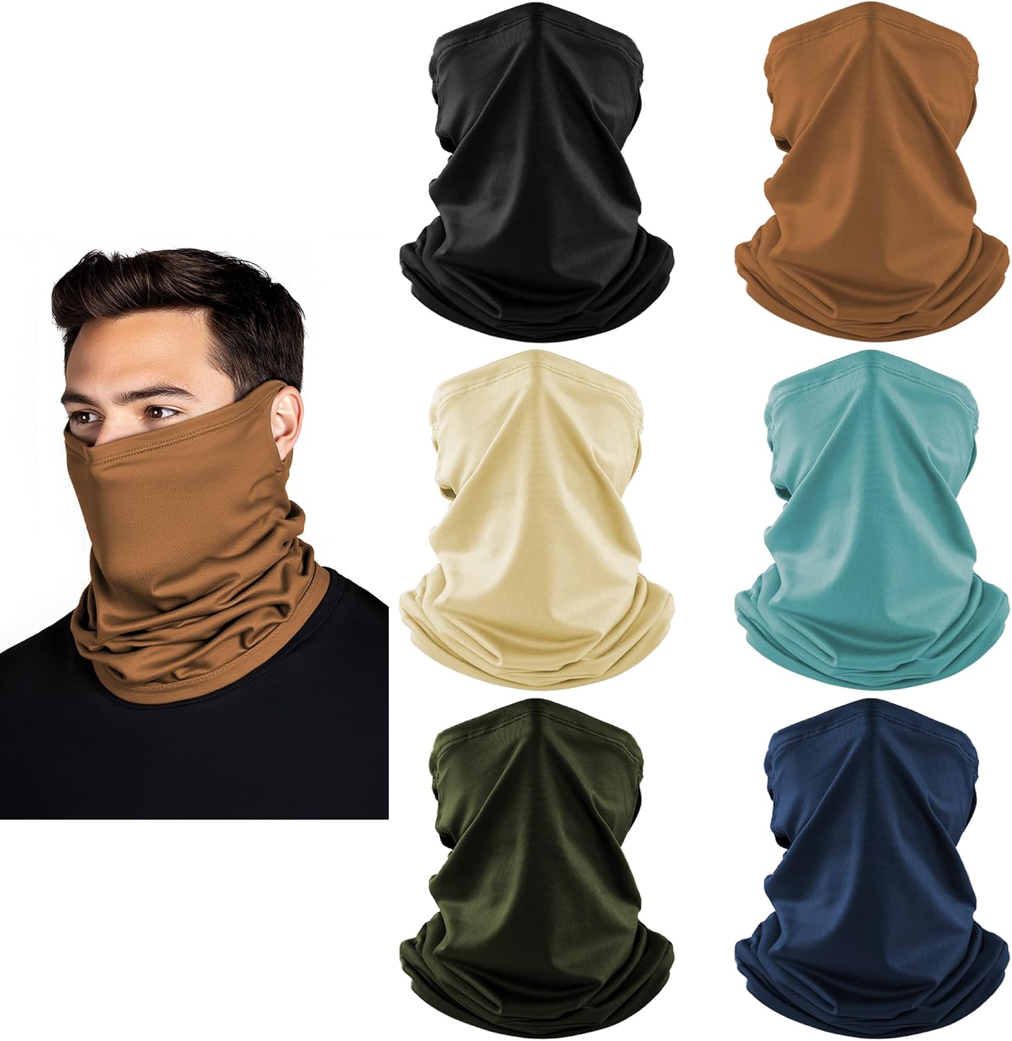 HONGTEYA 6 Pack Summer Neck Gaiter, UV Protection Cooling Face Mask Breathable Bandana Head Scarf Face Cover for Men Women