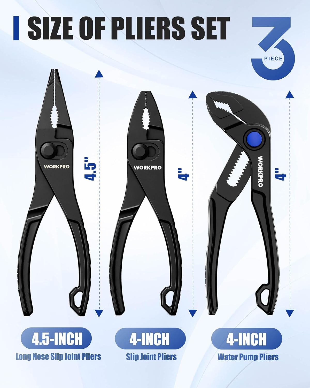 WORKPRO 3-Piece Mini Pliers Set with Pouch, Pocket Pliers, EDC Tool Gift