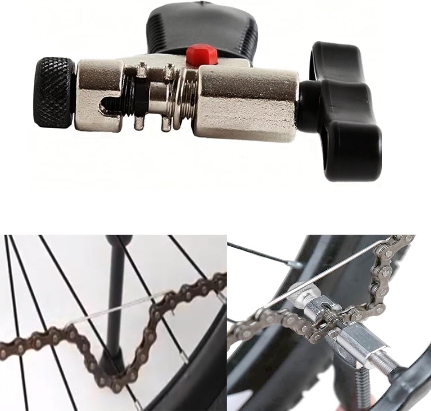 Bike Chain Repair & Maintenance Tools Kits:Bike Link Plier + Chain Breaker Splitter Tool+Chain Checker+3 Pairs Bicycle Missing Links+Chaingang Cleaning Brush,for Repair & Cleaning Maintenance Solution