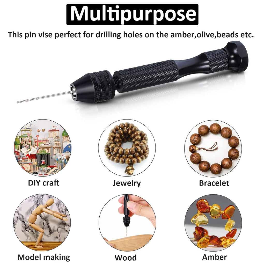 Mudder 57 Pcs Micro Drill Bits & Pin Vise Set 0.1-3mm, Black
