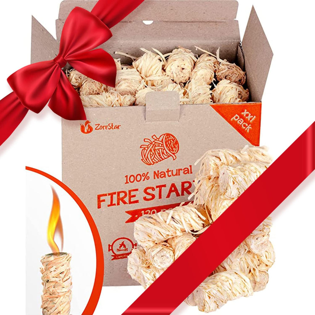 Fire Starters XXL 120 pcs - Firelighters for Indoor and Outdoor Use, Compatible with Solo Stove, Green Egg and Other firepits and BBQs - Box of 100% Waterproof Firestarters