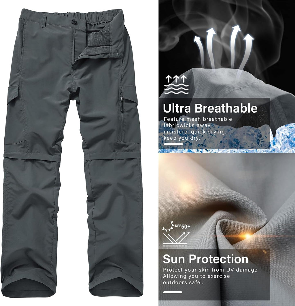 linlon Boy Scout Pants Hiking Mens Convertible Zip Off Safari Fishing