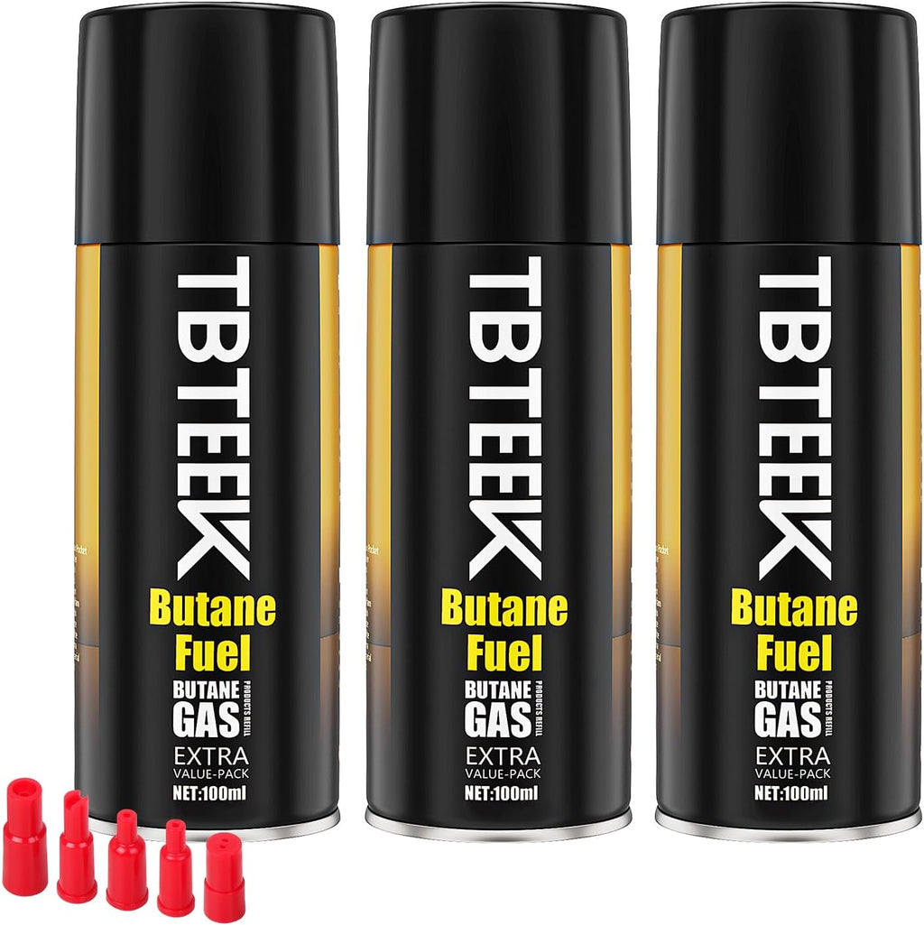 TBTeek Butane Refill, Ultra-Refined Lighter Fluid Refill, 100ml Butane Fuel Refill, Butane Canister for Torch Lighter, Butane Torch, Kitchen Blow Torch (3 Can)