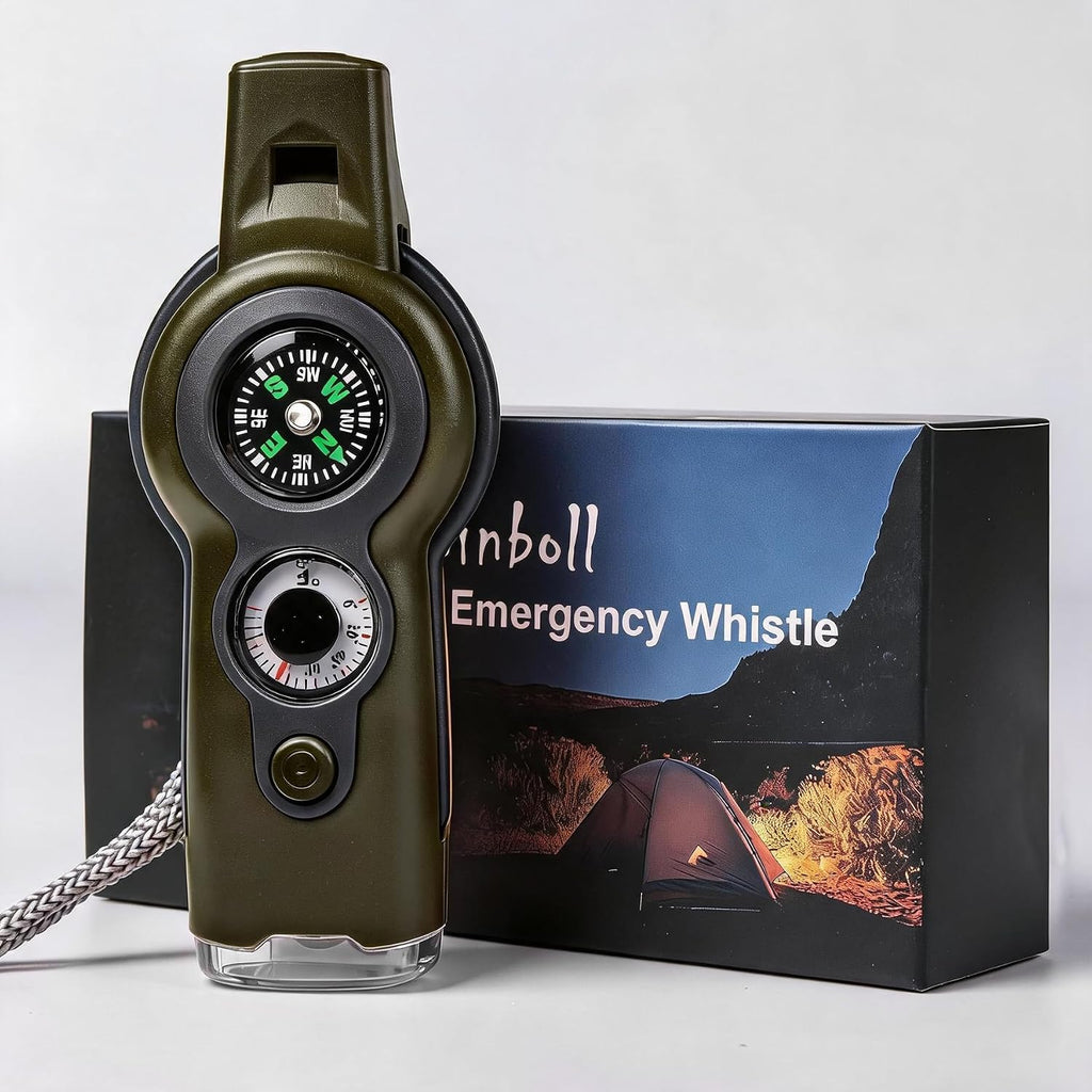 Emergency Survival Function Whistle, Outdoor Multifunctional Tool Safety Whistle with Lanyard, Ideal for Kayaking, Boating, Hiking, Camping, Climbing, Hunting, Fishing, Rescue Signaling